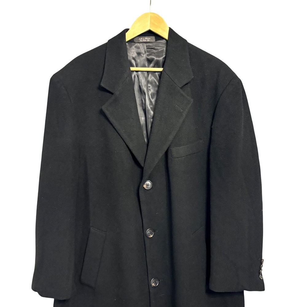 Vintage Ralph Lauren Chaps‎ Mens Black 100% Italian Cashmere Overcoat Size 46R